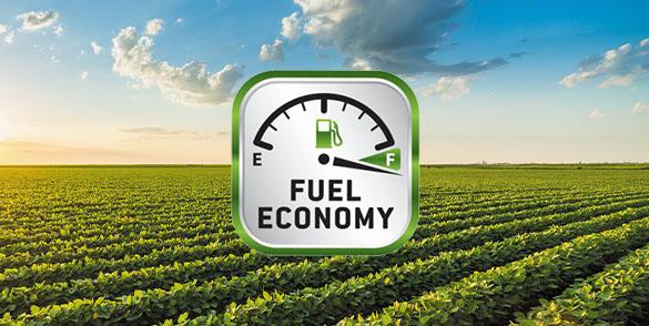 A Fuel Economy logója háttérben a zöld mezővel és a kék éggel