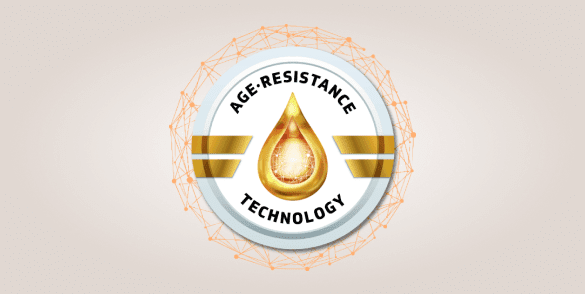 Az Age-Resistance technológia logója narancssárga háttérben