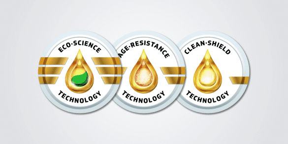 Három Quartz technológia logó zöld háttéren