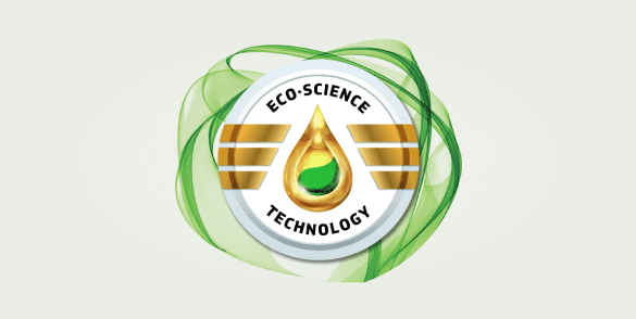 Az Eco-Science technológia logója zöld háttérben