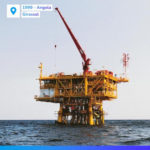 Angola, 1999, olajmező, olajfúrótorony, olajkitermelés, gázkitermelés, tenger, tengeri fúrás